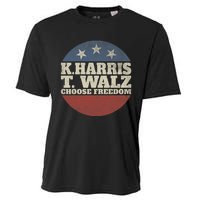 Harris Waltz 2024 Choose Freedom Election Retro Button Cooling Performance Crew T-Shirt