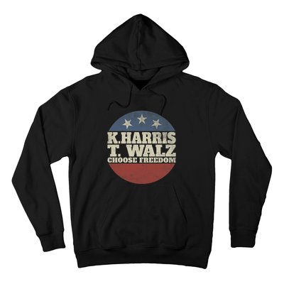 Harris Waltz 2024 Choose Freedom Election Retro Button Hoodie