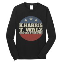 Harris Waltz 2024 Choose Freedom Election Retro Button Long Sleeve Shirt