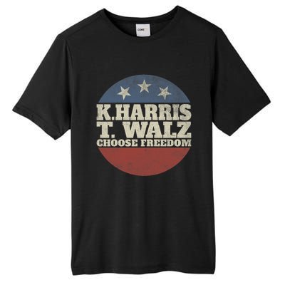 Harris Waltz 2024 Choose Freedom Election Retro Button Tall Fusion ChromaSoft Performance T-Shirt