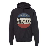 Harris Waltz 2024 Choose Freedom Election Retro Button Premium Hoodie