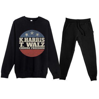 Harris Waltz 2024 Choose Freedom Election Retro Button Premium Crewneck Sweatsuit Set