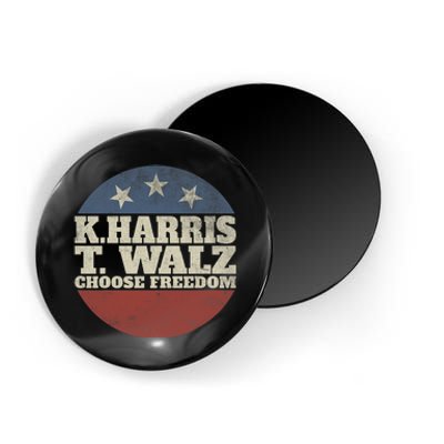 Harris Waltz 2024 Choose Freedom Election Retro Button Magnet