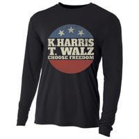 Harris Waltz 2024 Choose Freedom Election Retro Button Cooling Performance Long Sleeve Crew