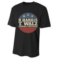 Harris Waltz 2024 Choose Freedom Election Retro Button Performance Sprint T-Shirt