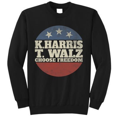 Harris Waltz 2024 Choose Freedom Election Retro Button Tall Sweatshirt