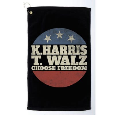 Harris Waltz 2024 Choose Freedom Election Retro Button Platinum Collection Golf Towel