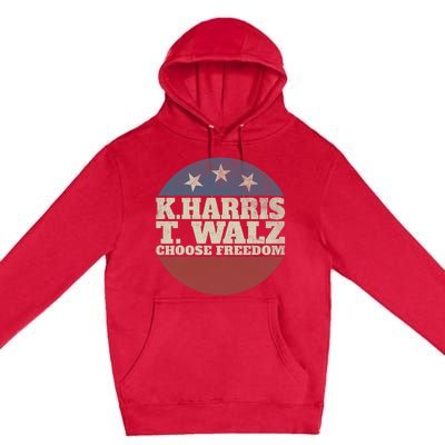 Harris Waltz 2024 Choose Freedom Election Retro Button Premium Pullover Hoodie