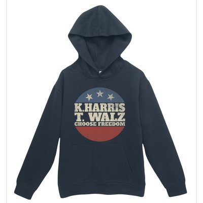 Harris Waltz 2024 Choose Freedom Election Retro Button Urban Pullover Hoodie