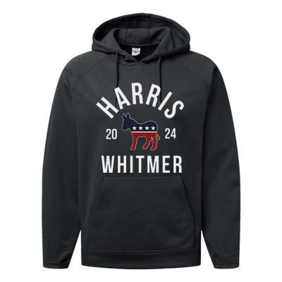 Harris Whitmer 2024 Vote Kamala Harris Gretchen Whitmer 24 Performance Fleece Hoodie