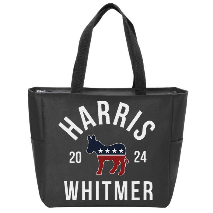 Harris Whitmer 2024 Vote Kamala Harris Gretchen Whitmer 24 Zip Tote Bag