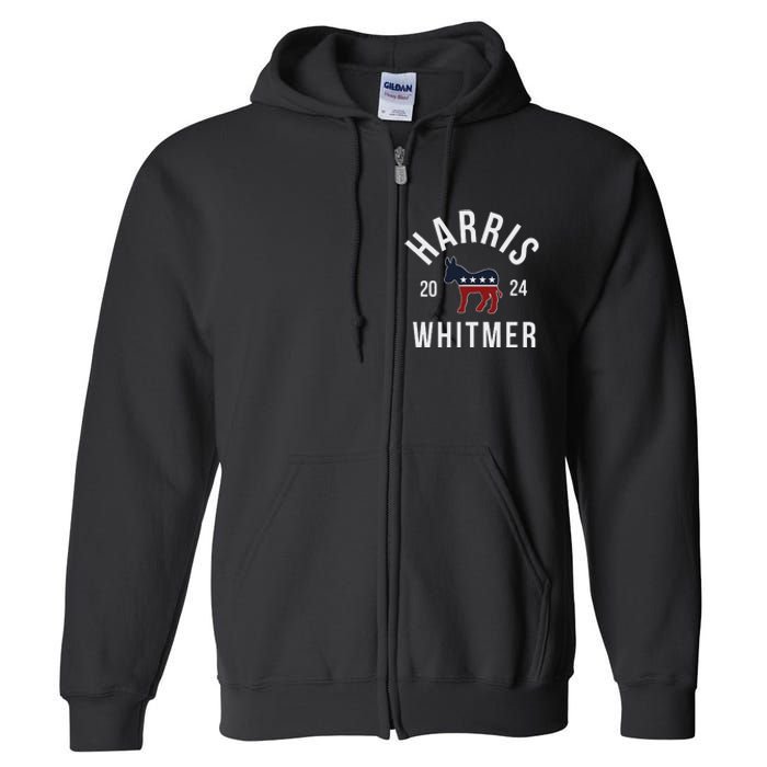 Harris Whitmer 2024 Vote Kamala Harris Gretchen Whitmer 24 Full Zip Hoodie