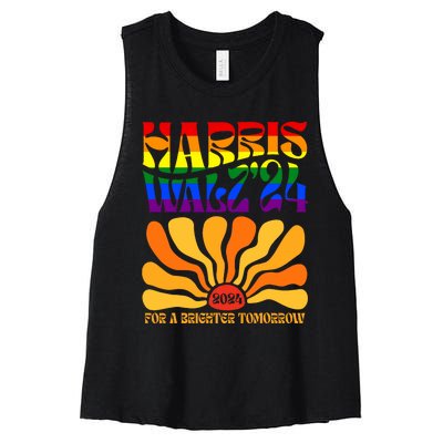 Harris Waltz 2024 For A Brighter Tomorrow Boho Aesthetic Women's Racerback Cropped Tank