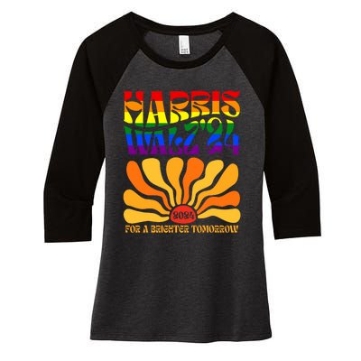 Harris Waltz 2024 For A Brighter Tomorrow Boho Aesthetic Women's Tri-Blend 3/4-Sleeve Raglan Shirt