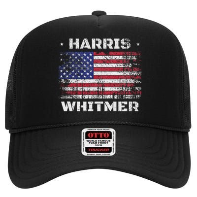 Harris Whitmer 2024 Distressed Us Flag Election President High Crown Mesh Back Trucker Hat