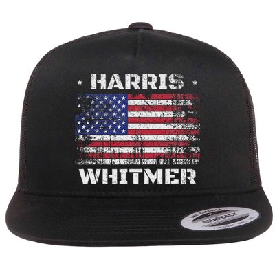 Harris Whitmer 2024 Distressed Us Flag Election President Flat Bill Trucker Hat