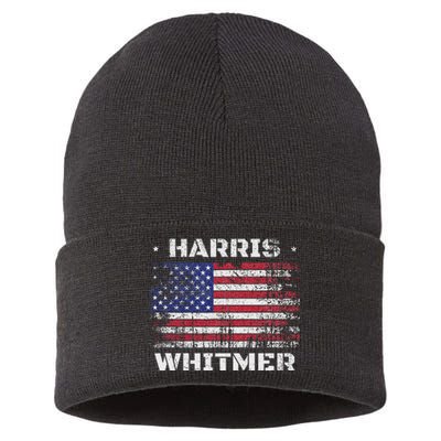 Harris Whitmer 2024 Distressed Us Flag Election President Sustainable Knit Beanie