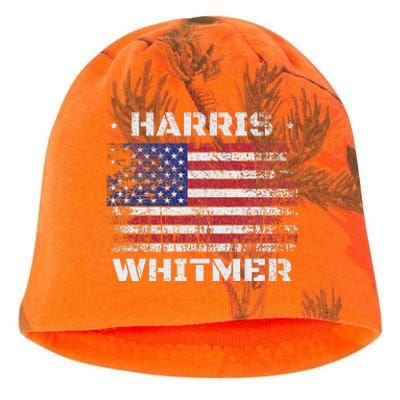 Harris Whitmer 2024 Distressed Us Flag Election President Kati - Camo Knit Beanie