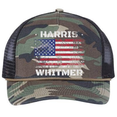 Harris Whitmer 2024 Distressed Us Flag Election President Retro Rope Trucker Hat Cap