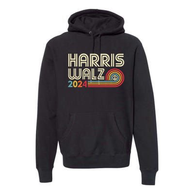 Harris Walz 2024 Retro Peace Design Premium Hoodie