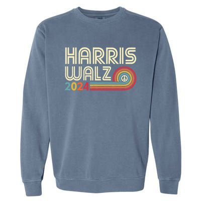 Harris Walz 2024 Retro Peace Design Garment-Dyed Sweatshirt