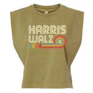 Harris Walz 2024 Retro Peace Design Garment-Dyed Women's Muscle Tee