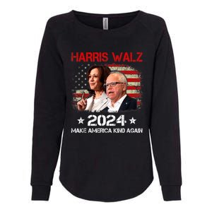 Harris Walz 2024 Make America Kind Again Harris Waltz Quote Womens California Wash Sweatshirt