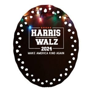 Harris Walz 2024 Make America Kind Again Harris Waltz Quote Ceramic Oval Ornament