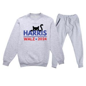 Harris Walz 2024 Funny Cat Election Kamala Harris Tim Waltz Premium Crewneck Sweatsuit Set