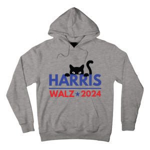 Harris Walz 2024 Funny Cat Election Kamala Harris Tim Waltz Tall Hoodie