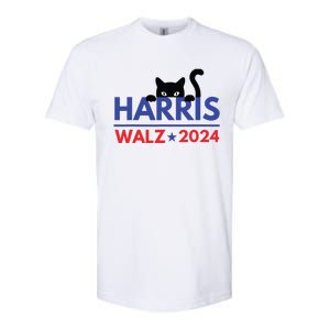 Harris Walz 2024 Funny Cat Election Kamala Harris Tim Waltz Softstyle CVC T-Shirt