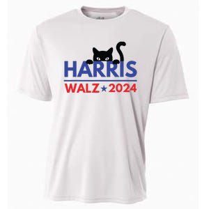 Harris Walz 2024 Funny Cat Election Kamala Harris Tim Waltz Cooling Performance Crew T-Shirt