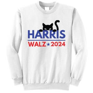 Harris Walz 2024 Funny Cat Election Kamala Harris Tim Waltz Sweatshirt