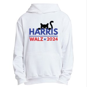 Harris Walz 2024 Funny Cat Election Kamala Harris Tim Waltz Urban Pullover Hoodie