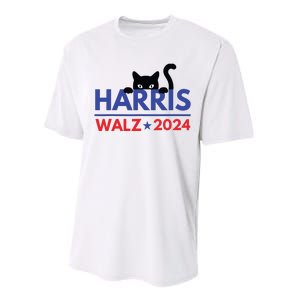 Harris Walz 2024 Funny Cat Election Kamala Harris Tim Waltz Performance Sprint T-Shirt