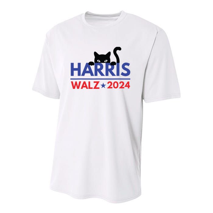 Harris Walz 2024 Funny Cat Election Kamala Harris Tim Waltz Youth Performance Sprint T-Shirt