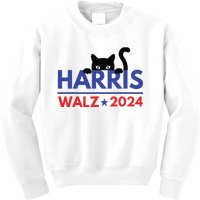 Harris Walz 2024 Funny Cat Election Kamala Harris Tim Waltz Kids Sweatshirt