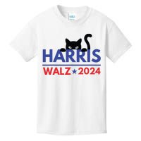 Harris Walz 2024 Funny Cat Election Kamala Harris Tim Waltz Kids T-Shirt