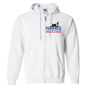 Harris Walz 2024 Funny Cat Election Kamala Harris Tim Waltz Full Zip Hoodie