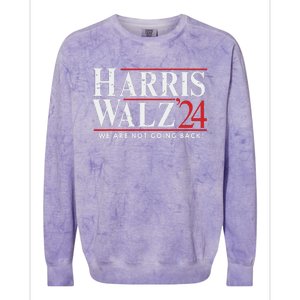 Harris Walz 2024 We Are Not Going Back Colorblast Crewneck Sweatshirt