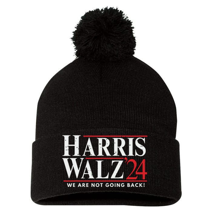 Harris Walz 2024 We Are Not Going Back Pom Pom 12in Knit Beanie