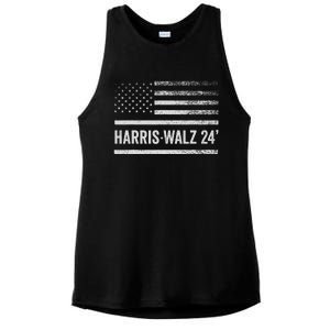 Harris Walz 2024 Election Kamala Tim Waltz American Flag Ladies PosiCharge Tri-Blend Wicking Tank