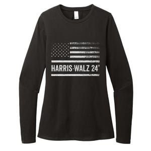 Harris Walz 2024 Election Kamala Tim Waltz American Flag Womens CVC Long Sleeve Shirt