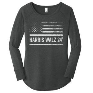 Harris Walz 2024 Election Kamala Tim Waltz American Flag Women's Perfect Tri Tunic Long Sleeve Shirt