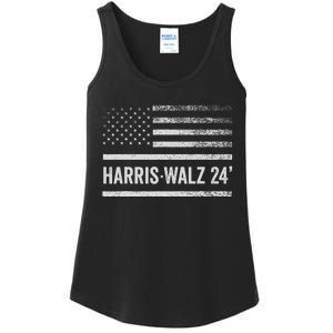 Harris Walz 2024 Election Kamala Tim Waltz American Flag Ladies Essential Tank