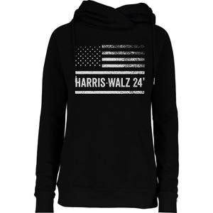 Harris Walz 2024 Election Kamala Tim Waltz American Flag Womens Funnel Neck Pullover Hood