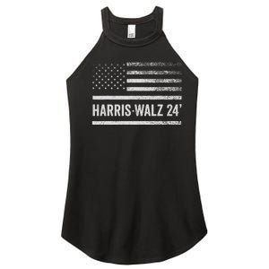 Harris Walz 2024 Election Kamala Tim Waltz American Flag Women's Perfect Tri Rocker Tank