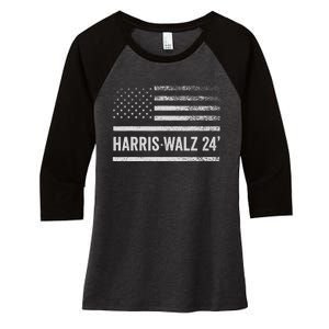 Harris Walz 2024 Election Kamala Tim Waltz American Flag Women's Tri-Blend 3/4-Sleeve Raglan Shirt