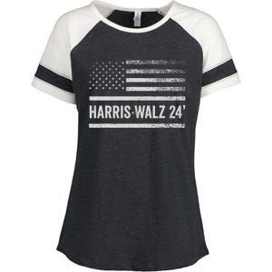 Harris Walz 2024 Election Kamala Tim Waltz American Flag Enza Ladies Jersey Colorblock Tee