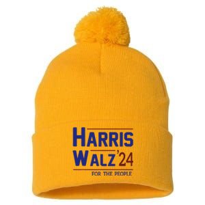 Harris Walz 2024 President American Flag Kamala Harris Waltz Pom Pom 12in Knit Beanie